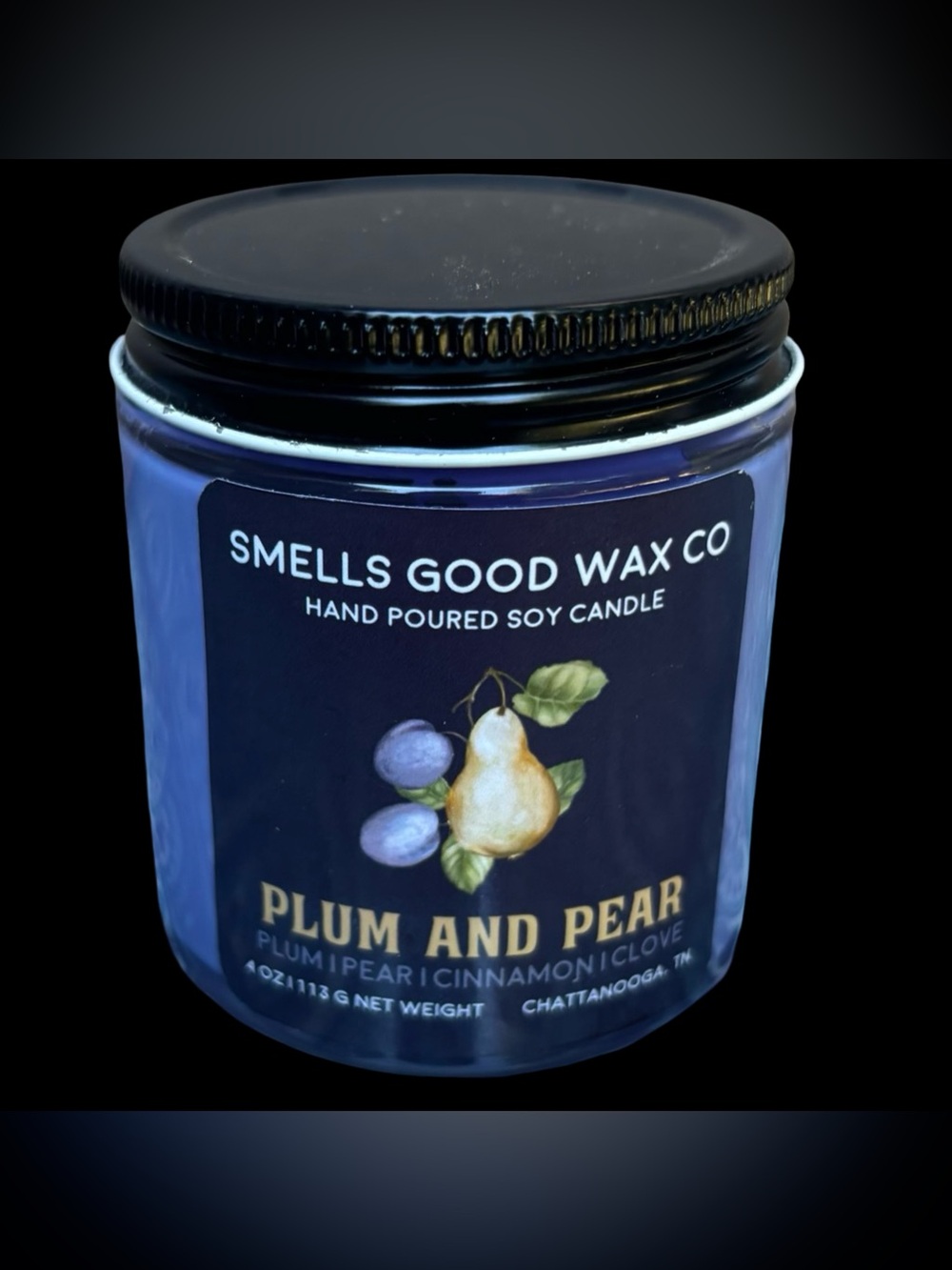 Smells Good Wax Co PLUM AND PEAR Hand Poured Soy Candle 4 oz - UNUSED